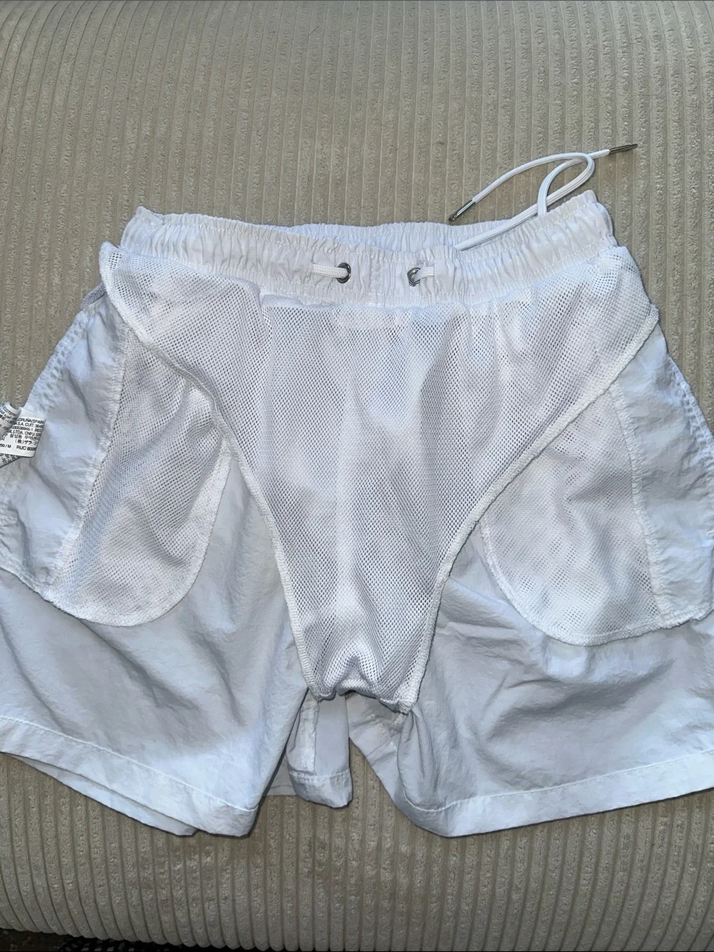 ZARA Men’s White Drawstring Elastic Waist Swim Shorts in Size M